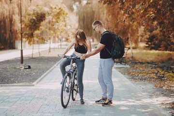 man and woman in park