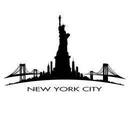 New York City skyline Statue of Liberty vector