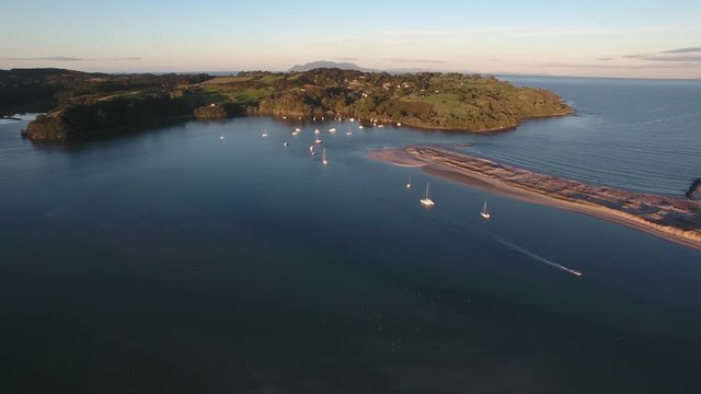 Aerial view of Whangateau Harbour and Little Omaha Bay, New Zealand
