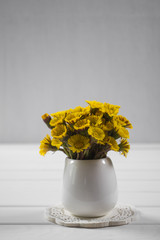 Bouquet  Colts Foot or Tussilago on a white background