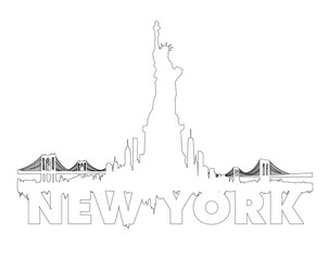 Naklejka premium New York City skyline outline vector
