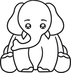 gemalt sitzend dick kleiner süßer baby elefant kind niedlich gemalt