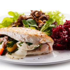 Stuffed chicken fillet with vegetables
