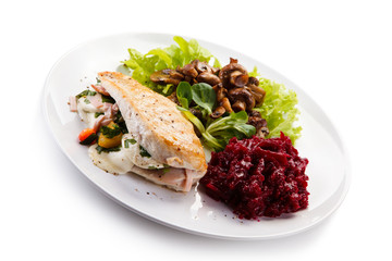Stuffed chicken fillet with vegetables