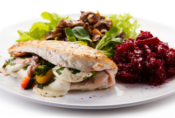 Stuffed chicken fillet with vegetables