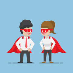 Super businessman and businesswoman