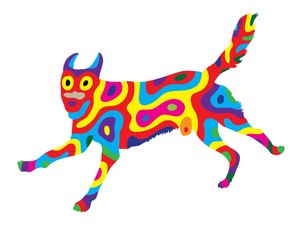 Rainbow Dog 3, art vector colorfully abstract design