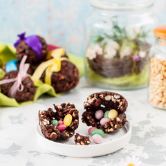 Easter Chocolate and Puffed Wheat Egg with Surprise