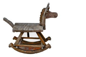 isolated  antique wooden horse  for child - 142775756