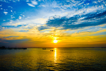 Beautiful sky and sunset over the sea