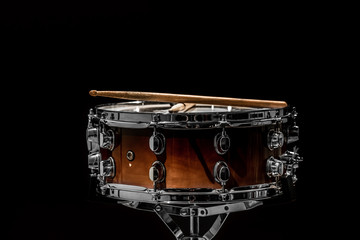 snare on a black background, musical instrument