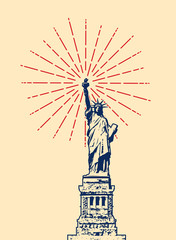 vector american symbol of New York statue of liberty