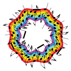vector round colorful background of music notes