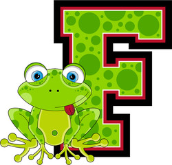 F is for Frog Alphabet Learning Illustration