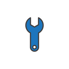 Wrench, spanner filled outline icon, line vector sign, linear style pictogram isolated on white. Symbol, logo illustration. Editable stroke. Pixel perfect