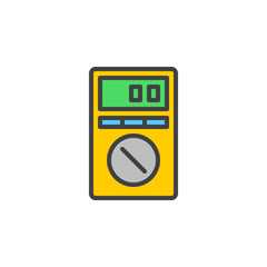 Digital Multimeter filled outline icon, line vector sign, linear style pictogram isolated on white. Symbol, logo illustration. Editable stroke. Pixel perfect