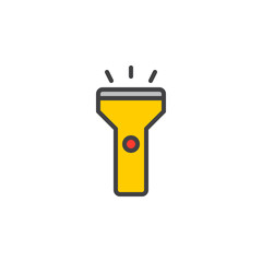 Flashlight filled outline icon, line vector sign, linear style pictogram isolated on white. Symbol, logo illustration. Editable stroke. Pixel perfect