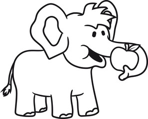Fototapeta na wymiar essen hunger apfel obst lecker gesund glücklich elefant klein süß niedlich baby kind nachwuchs