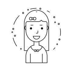 Smiling girl character, minimalism cartoon flat