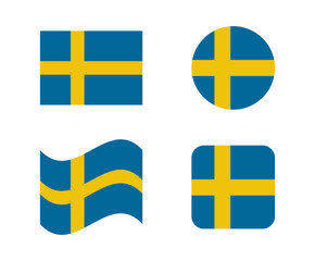 set 4 flags of sweden