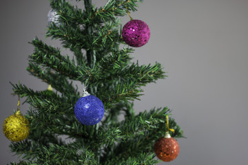 Obraz na płótnie Canvas Christmas tree with Christmas balls. selective focus