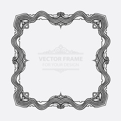 Vintage vector set retro frame, cards. Floral royal engraving design labels advertising place for text. Flourishes Line calligraphic background.