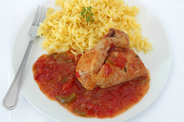 poulet basquaise et pâtes