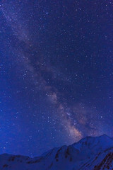 Stars and Milky way galaxy with Himalaya snow mountain, Nepal