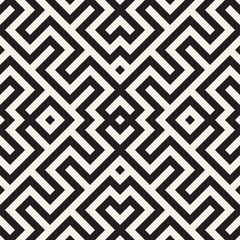 Maze Tangled Lines Contemporary Graphic. Abstract Geometric Background Design. Vector Seamless Pattern.