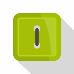 Green square clothing button icon, flat style