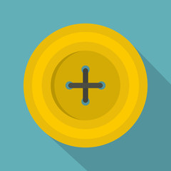 Fototapeta premium Yellow round sewing button icon, flat style