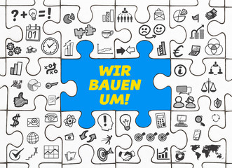 Wir bauen um! / Puzzle mit Symbole