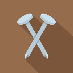 Two metal nails icon, flat style