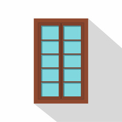 Wooden brown latticed window icon, flat style