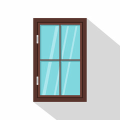 Closed brown window icon, flat style