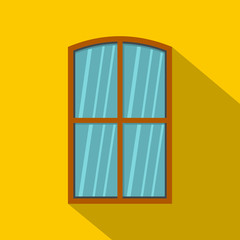 Wooden brown window icon, flat style
