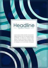 Cover design A4 with blue abstract lines and circles