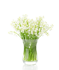 Bouquet of Lilies of the Valley isolated on white background.
