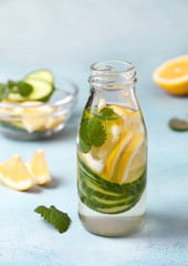 drink with cucumber, lemon