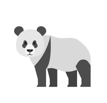 cute cartoon panda bear in flat style on white background