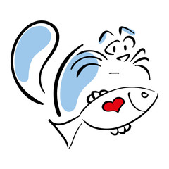 Cat holding a fish
