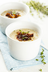 Chilled melon soup with fried ham