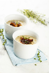 Chilled melon soup with fried ham