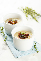 Chilled melon soup with fried ham