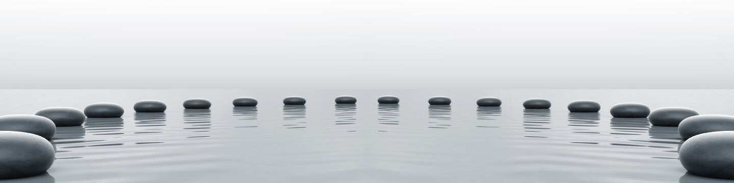 Zen stones panorama in the sea