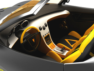 Design of the city car concept in a futuristic style. 3D illustration.