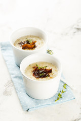 Chilled melon soup with fried ham