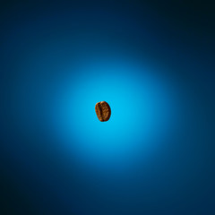 coffe bean floating above the blue background
