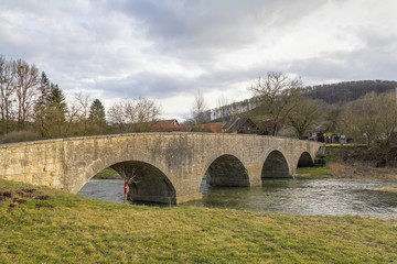 stone bridge in Oberregenbach in Hohenlohe