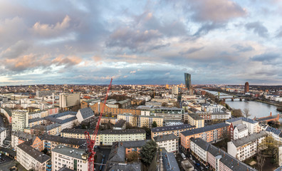 skyline of Frankfurt am Main in the evening